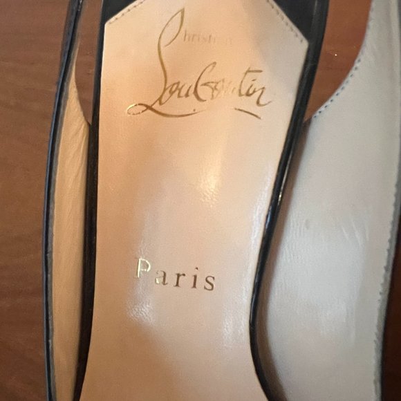 Christian Louboutin Black Patent Slingback Prive Heels Size US 6.5 - Picture 4 of 10